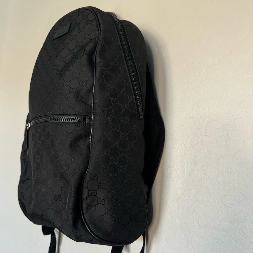 GUCCI GG Monogram Nylon & Leather Backpack in black